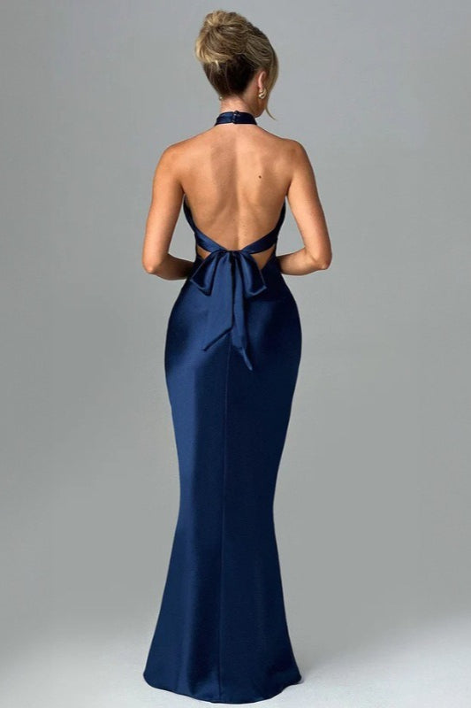 Satin Backless Tie Sleeveless Chic Elegant Formal Dress Secondary image