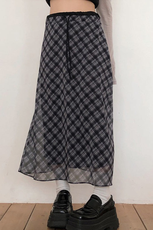 Vintage Tartan High Waist A-Line Skirt Main image