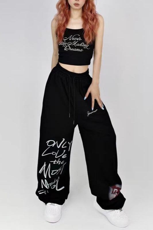 High Waist Loose Wide Leg Casual Sporty Pants Secondary image