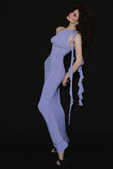One Shoulder Backless Bodycon Slip Dress