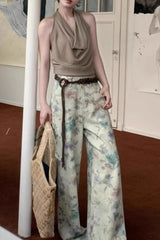 Sleeveless Halter Cowl Knit Top