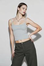 Sleeveless Strap Ribbed Causal Cropped Top Summer Solid O-neck Slim Fit Exposed Navel Mini Vest 2024 Crop Top