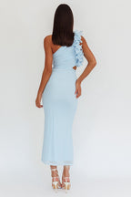 Tulle One Shoulder Floral Bodycon Slim Formal Dress