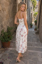 Lace Patchwork Printed V Neck Bodycon Floral Dress