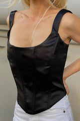 Solid Color Boned Square Neck Tank Top