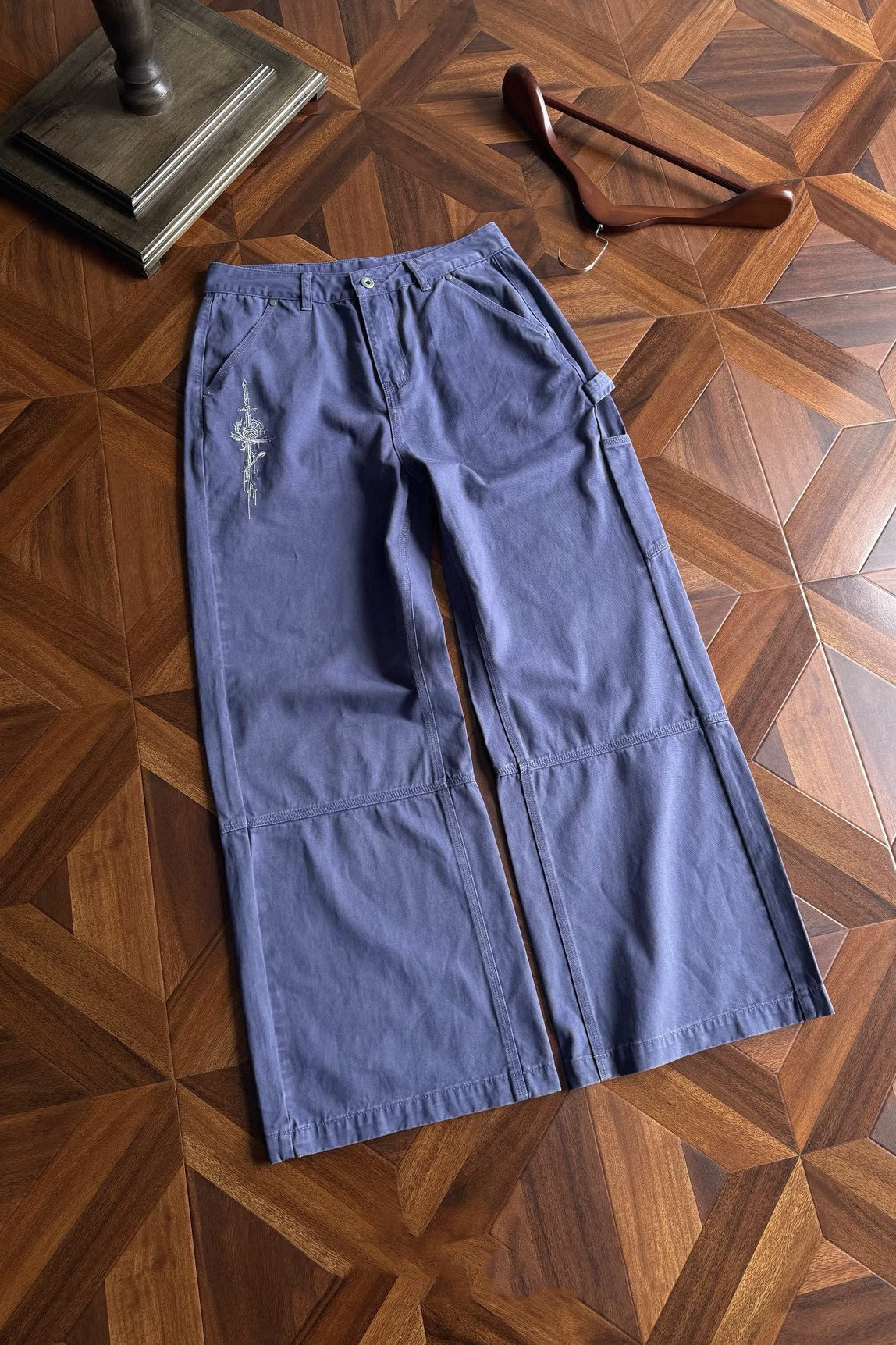 Embroidered Washed Straight Leg Cargo Pants Secondary image