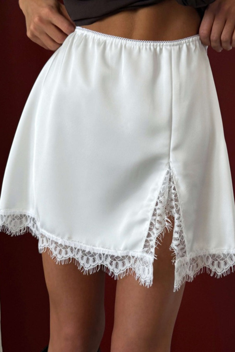 Satin Lace Panel Y2K Mini Skirt Secondary image