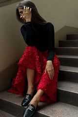 Floral Applique Evening Maxi Skirt