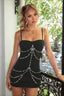 Rhinestone Chain Draped Bodycon Mini Dress
