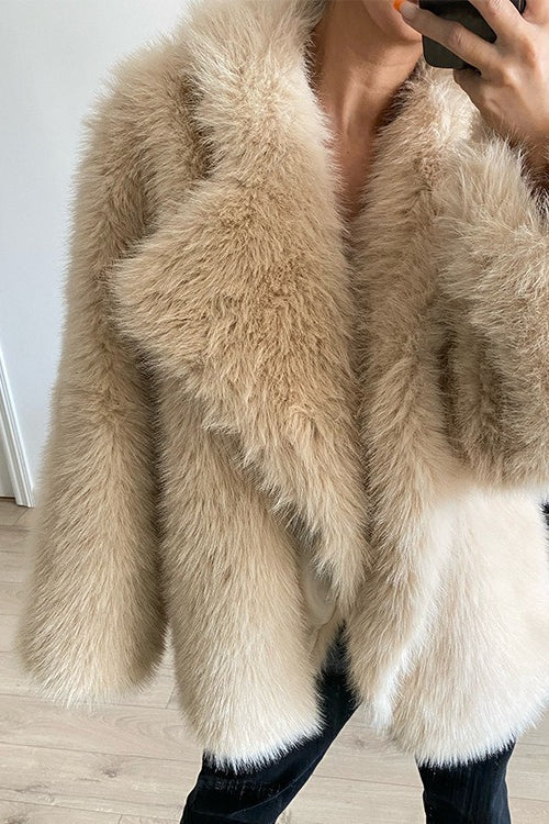 Faux Fox Fur Oversized Lapel Coat Secondary image