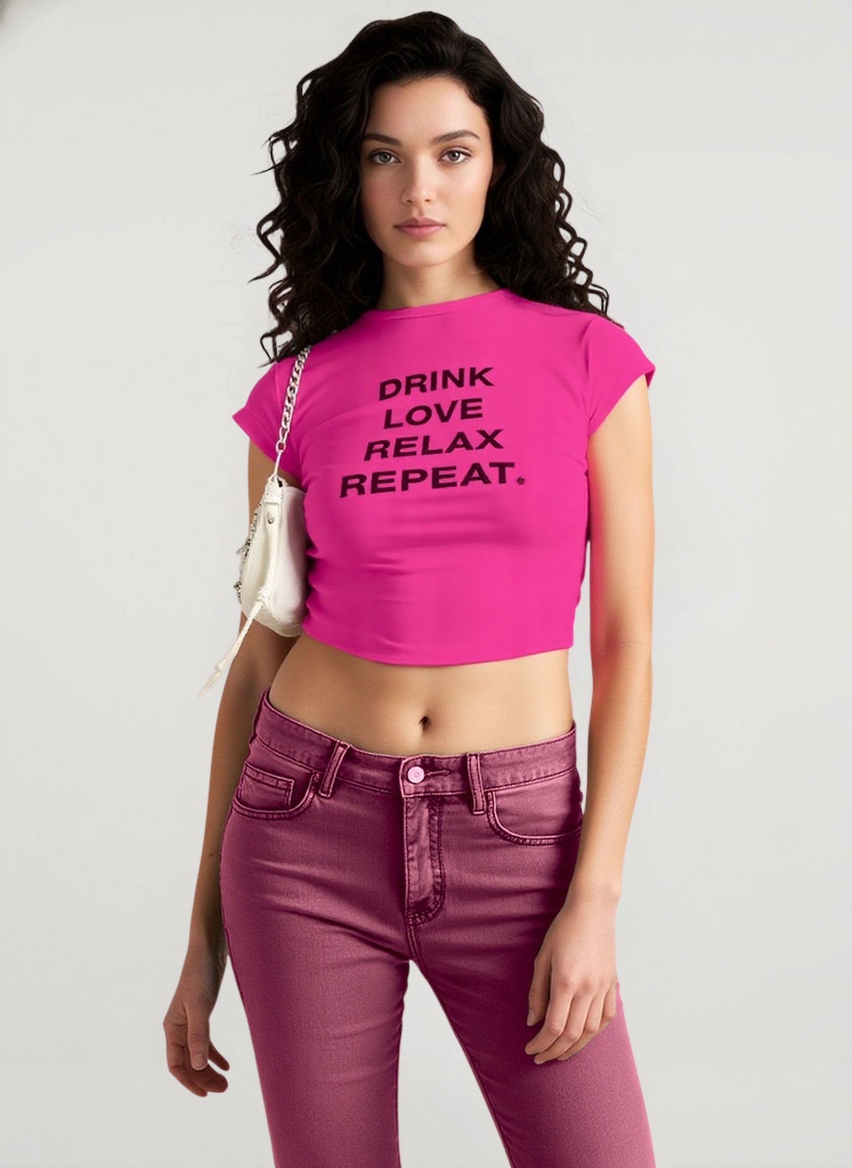 Cropped Letter Print Crewneck T-Shirt Secondary image