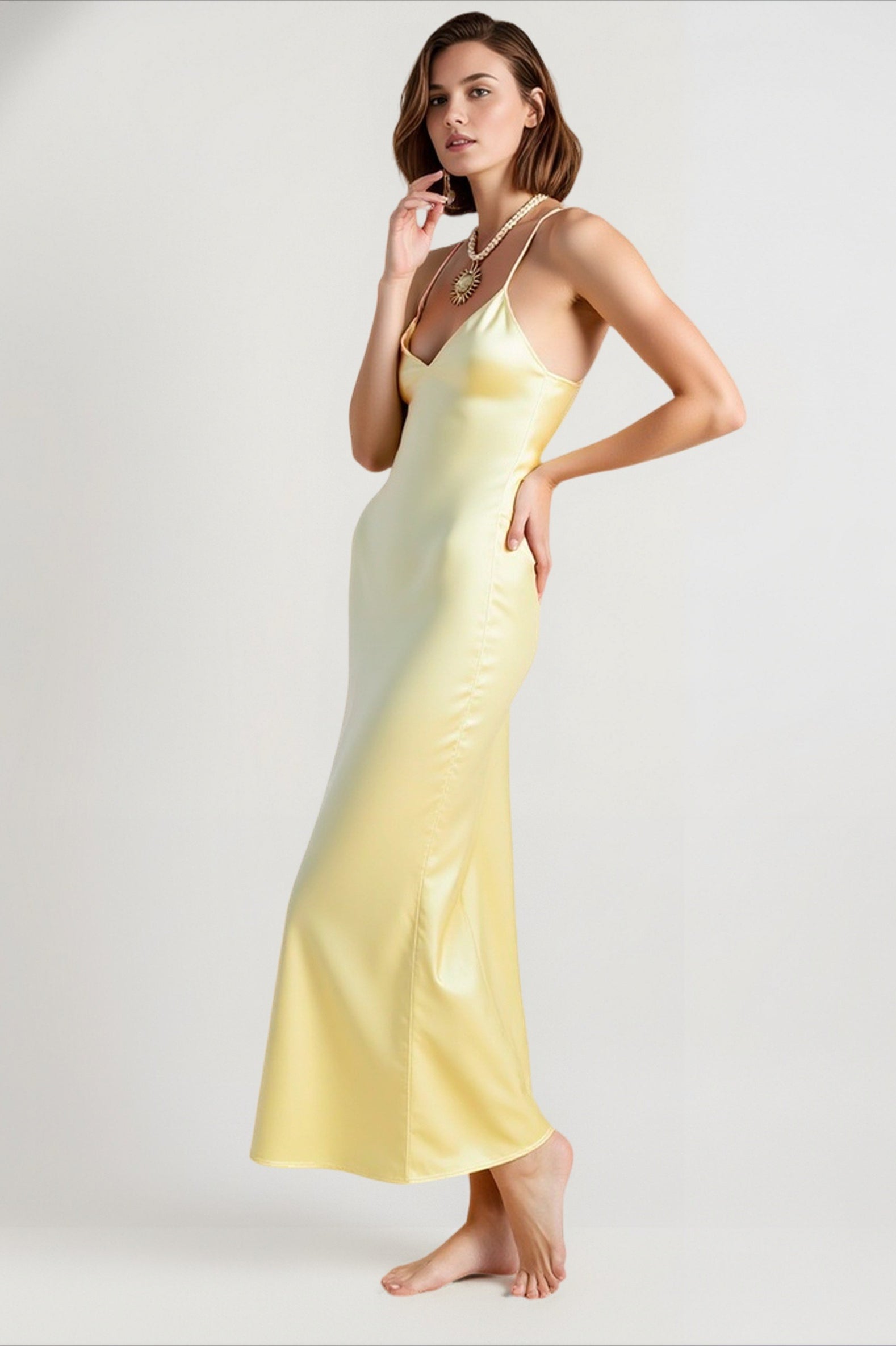 Yellow Stain Sling Midi Dress Main image