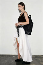 Cotton Tulip Hem Asymmetric Skirt