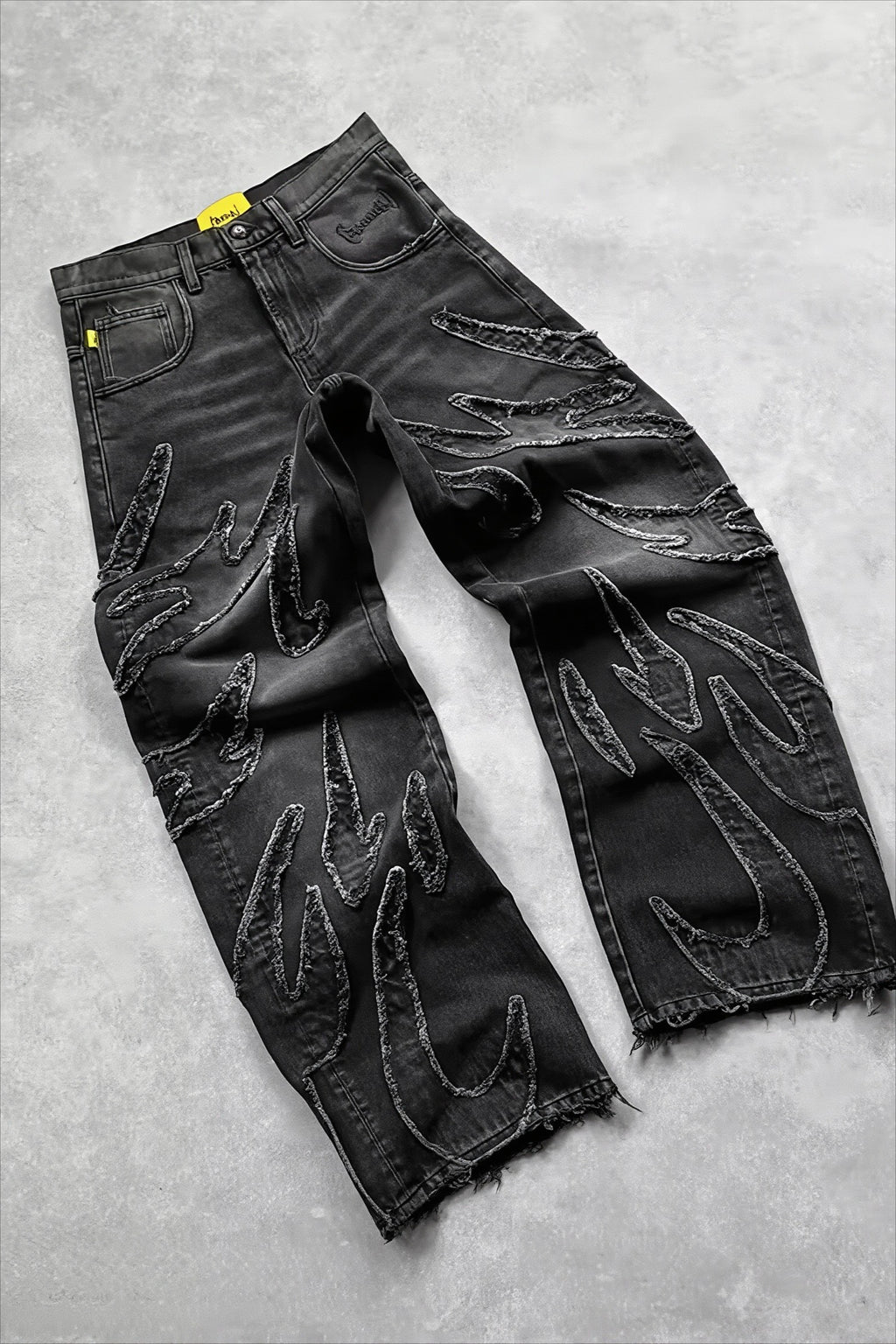 Bat Embroidered Loose Fit Streetwear Jeans