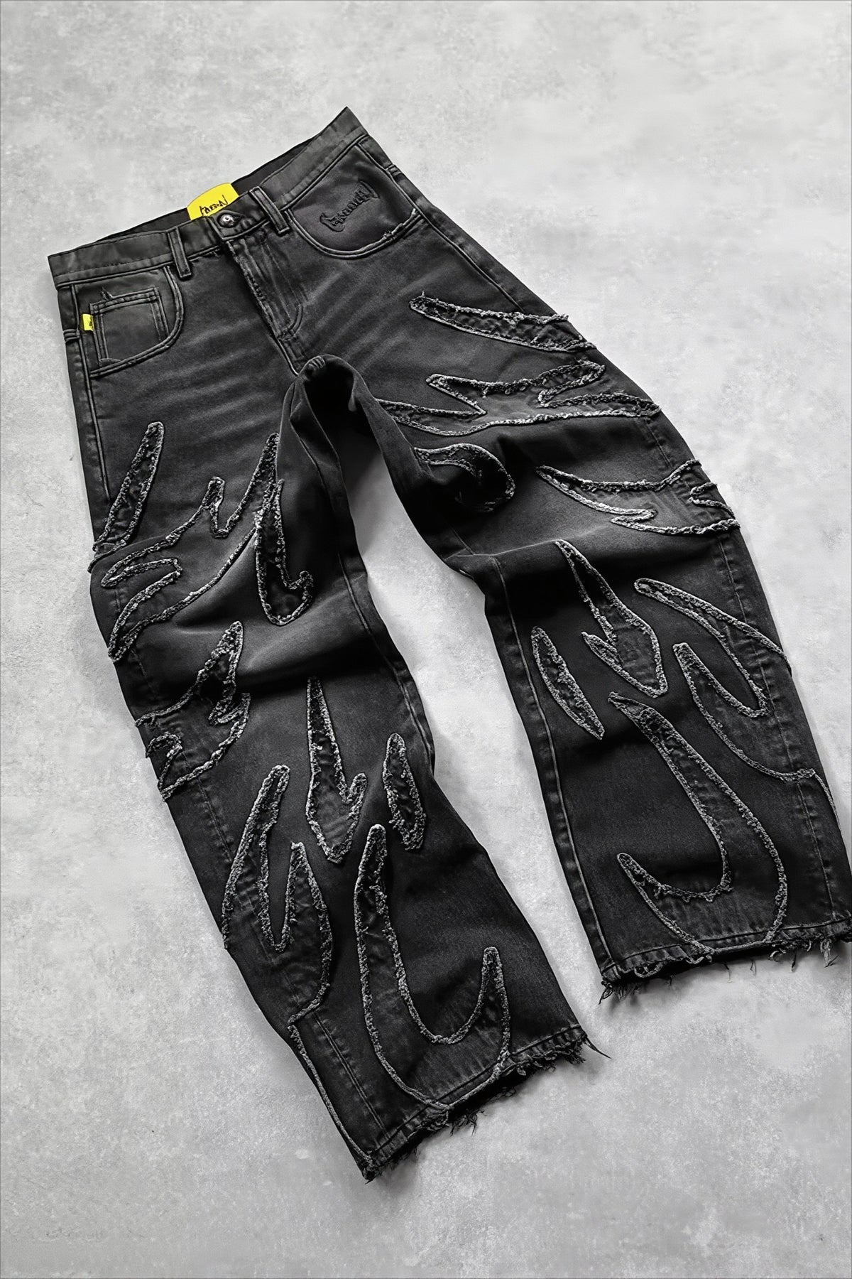Bat Embroidered Loose Fit Streetwear Jeans