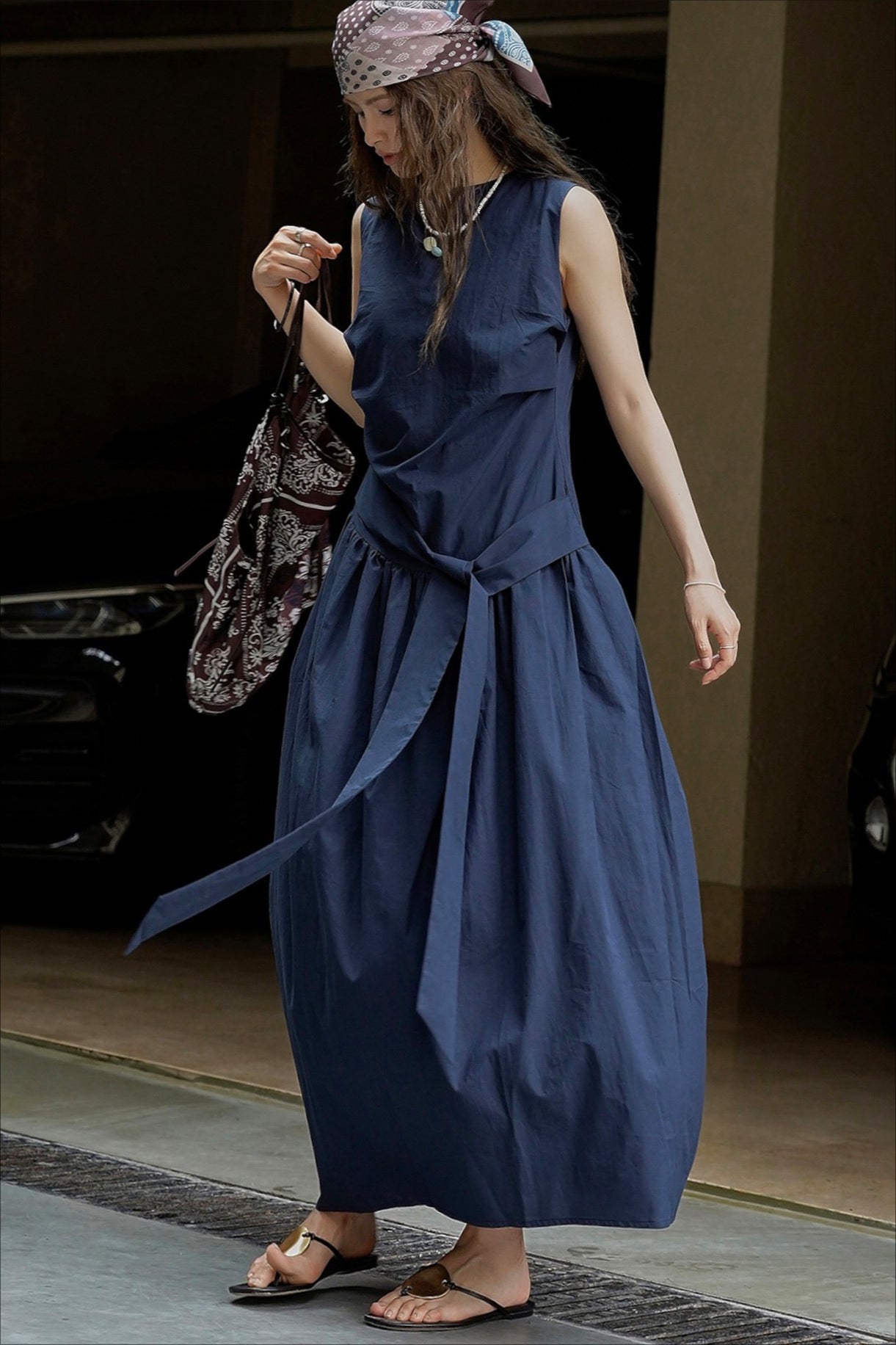 Pleated Tie Strap Lightweight Boho Dress