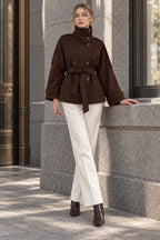 Turtleneck Double Breasted Waist Tie Coat