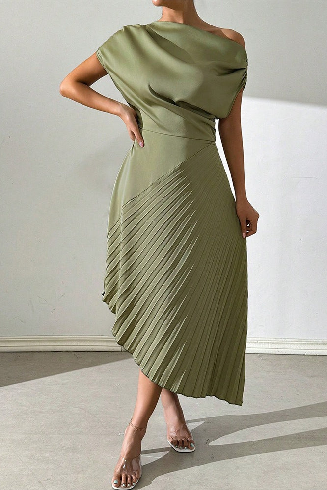 Chic Asymmetric Off Shoulder Ruched Irregular Formal Dress Main image