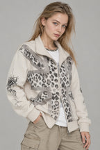 Leopard Panel Zip Jacket