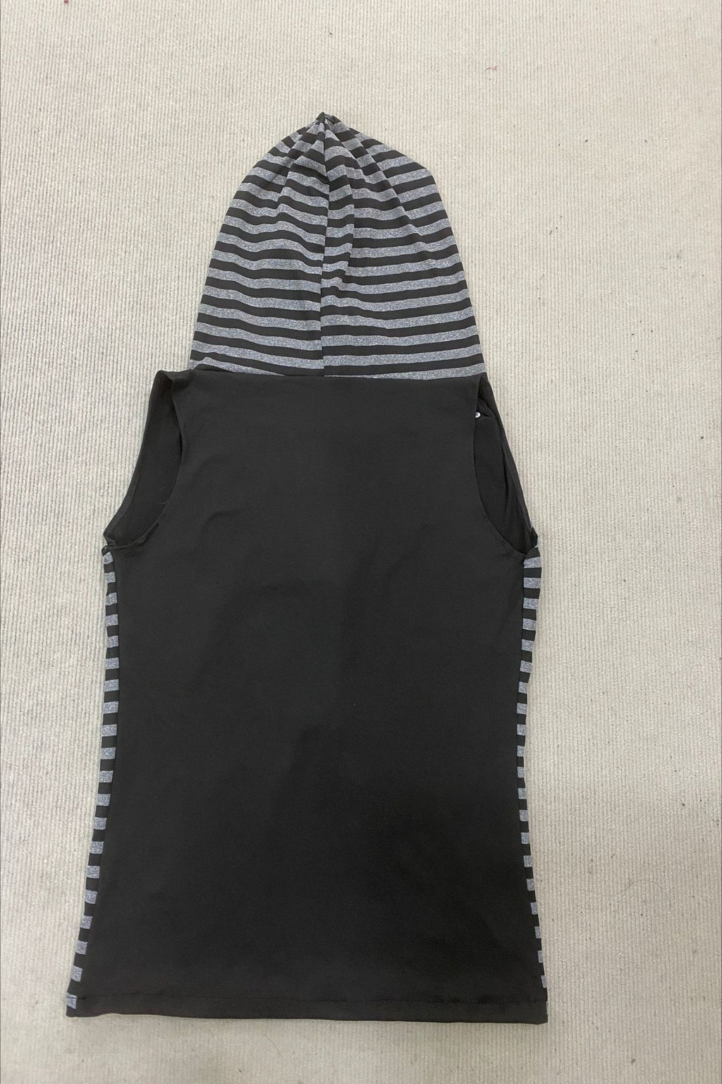 Striped Studded Sleeveless Zip Up Hoodie