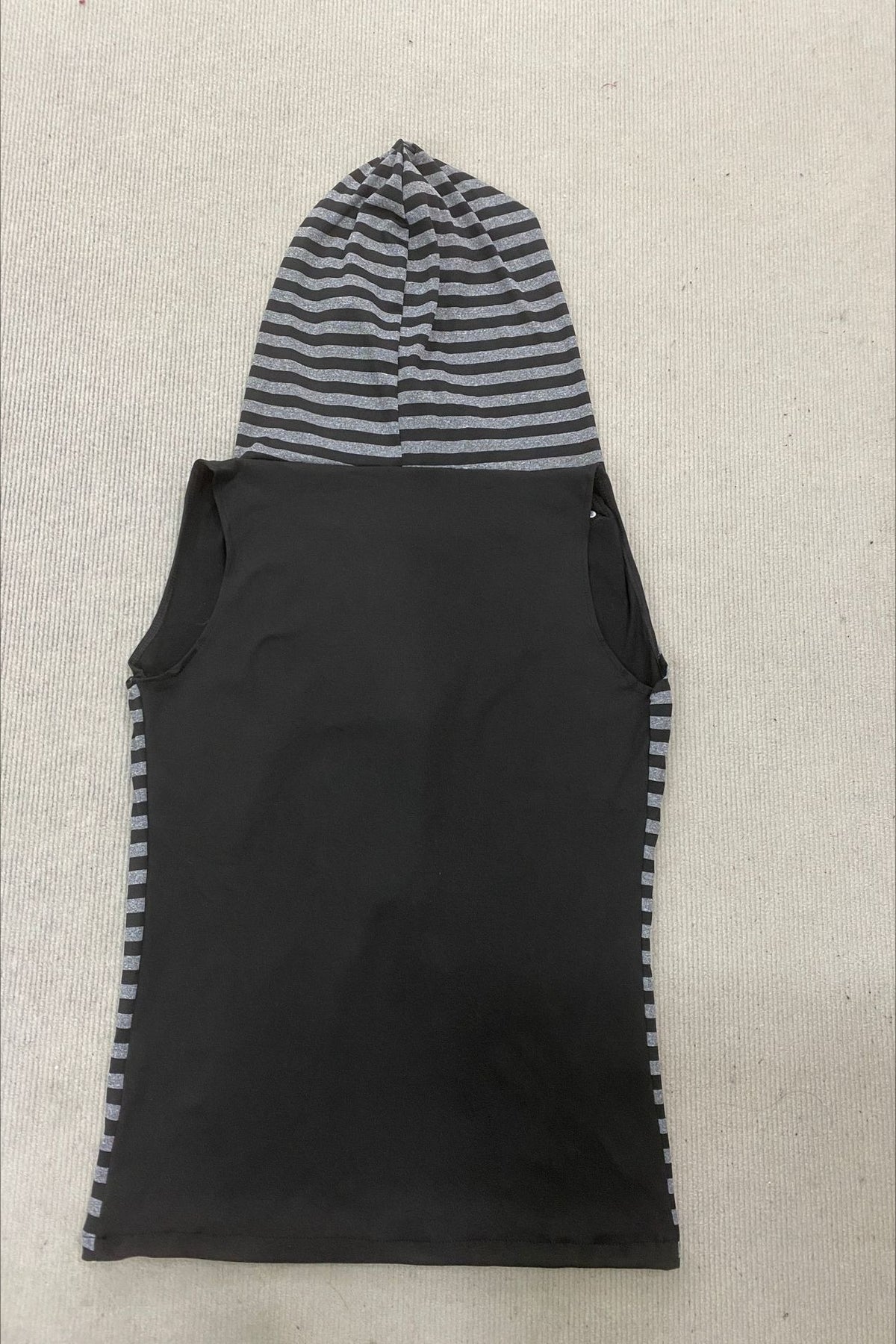 Striped Studded Sleeveless Zip Up Hoodie