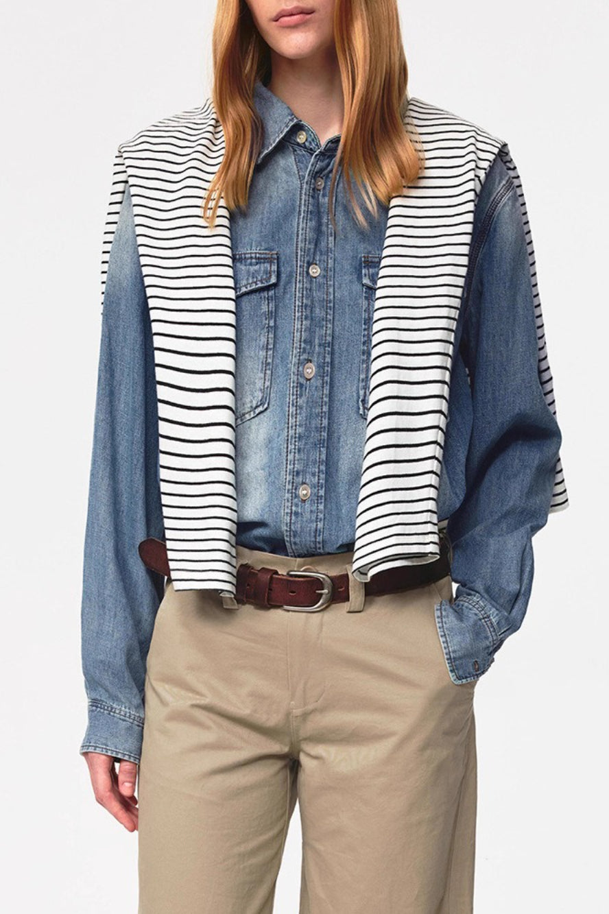 Retro Washed Denim Long Sleeve Top Secondary image