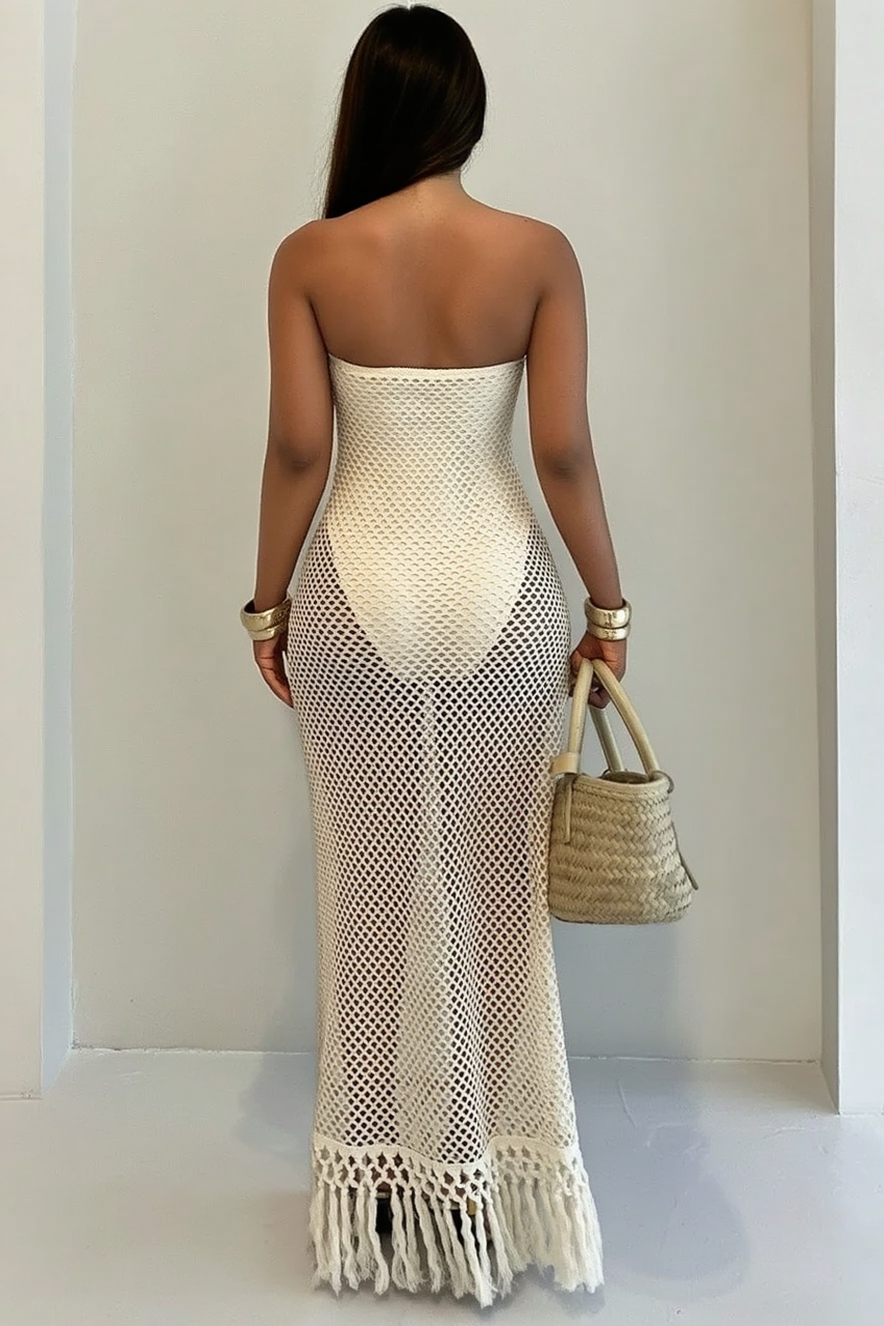 Solid Tube Cutout Tassel Maxi Slim Bodycon Dress Secondary image