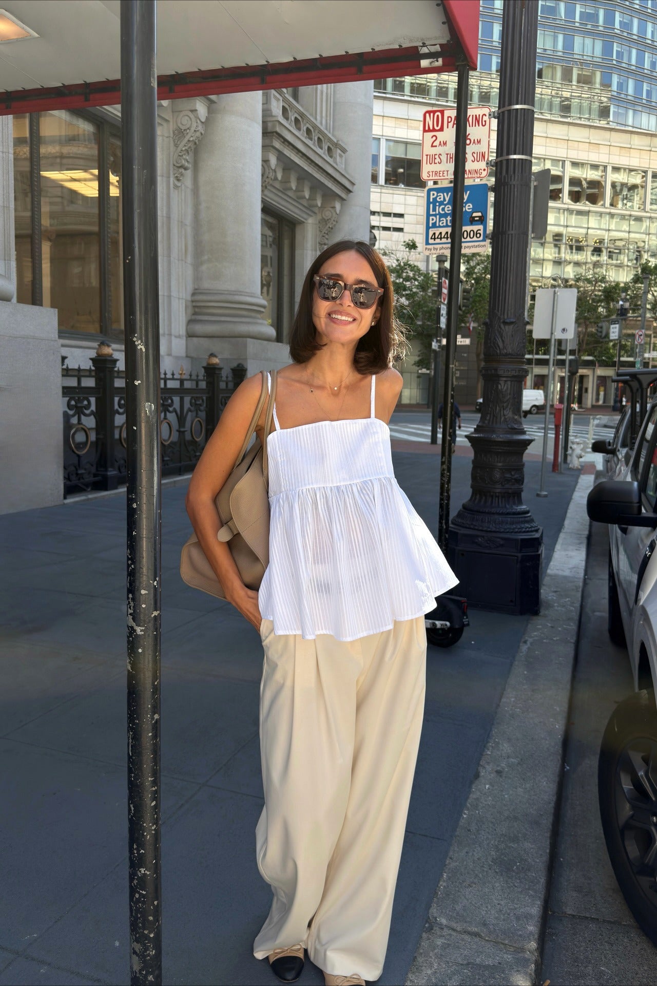 Cotton Striped Ruffle Hem Cami Top Main image