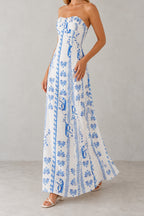 Ruched Floral Off Shoulder A-Line Vacation Dress