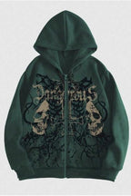 Retro Street Graphic Zip Hoodie