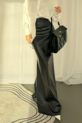 Retro Black Fishtail Bodycon Skirt