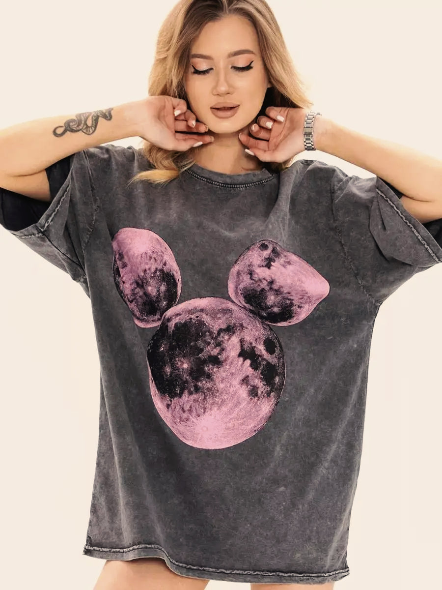 Planet Print Washed Pink T-shirt Main image