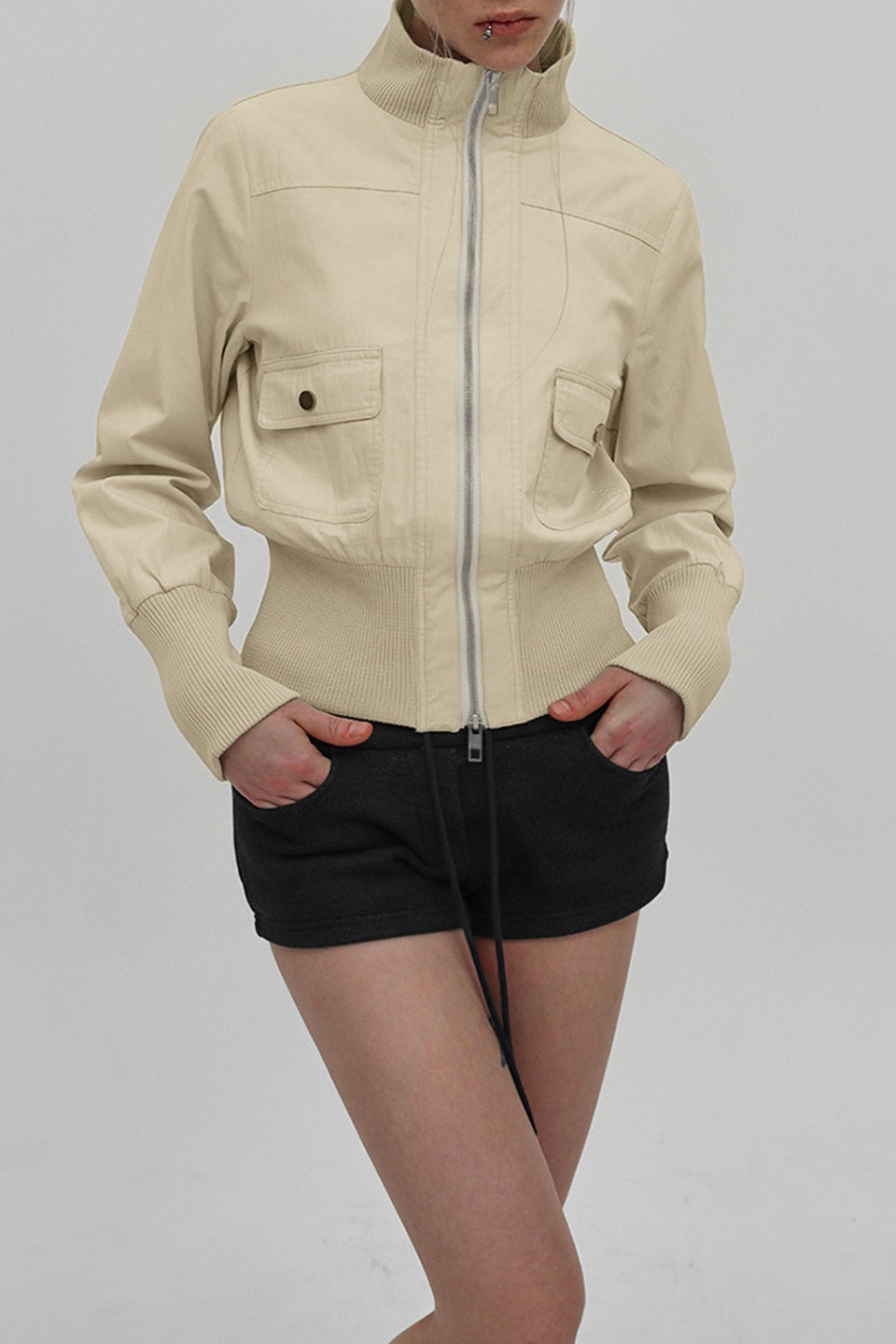 Street Style Stand Collar Cargo Jacket Main image