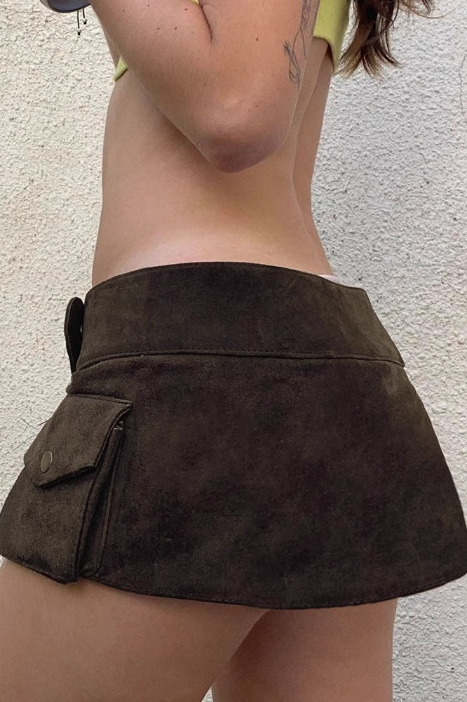 Suede Studded Wrap Mini Skirt Secondary image