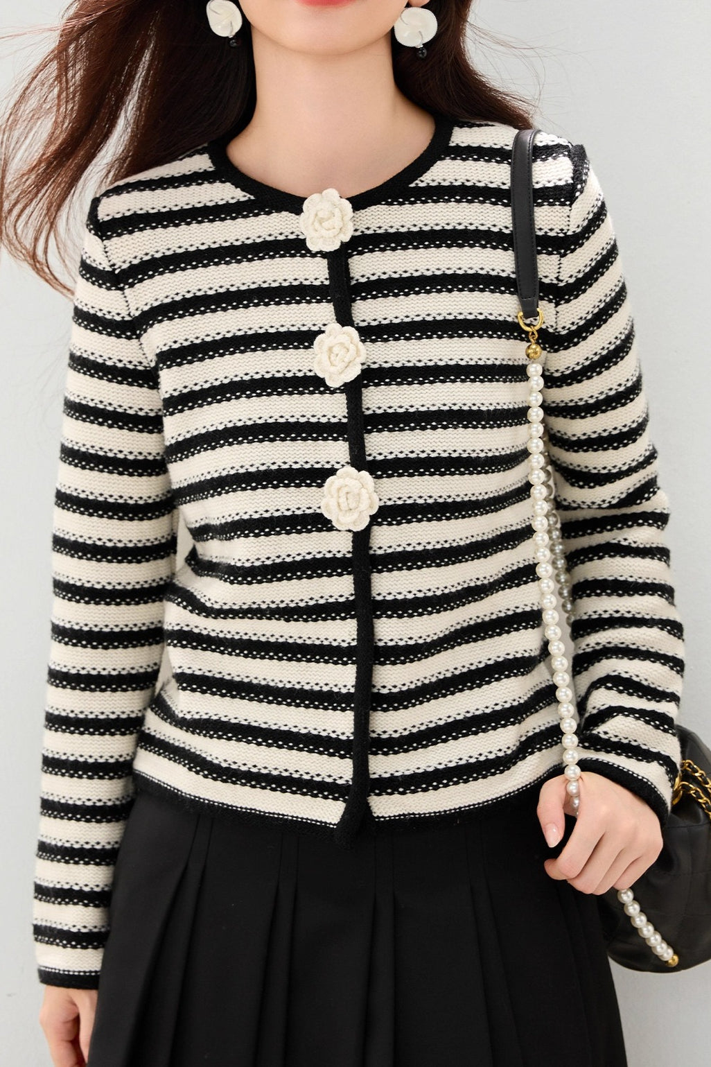 Floral Stripe Cropped Cardigan Main image