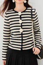 Floral Stripe Cropped Cardigan