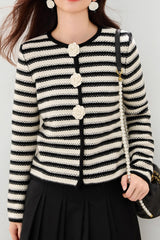 Floral Stripe Cropped Cardigan