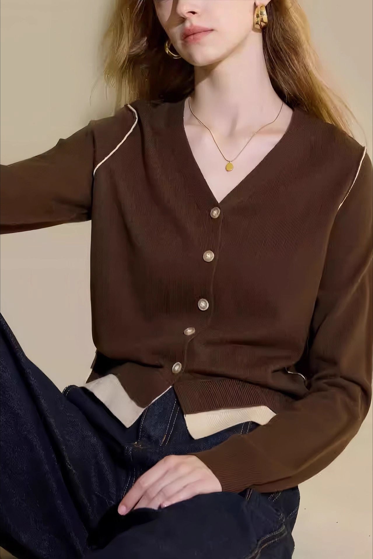 Vintage Maillard Thin Wool Cardigan Secondary image