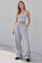Elastic Waist Loose Fit Casual Pants