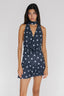 Polka Dot Mesh Deep V Mini Dress