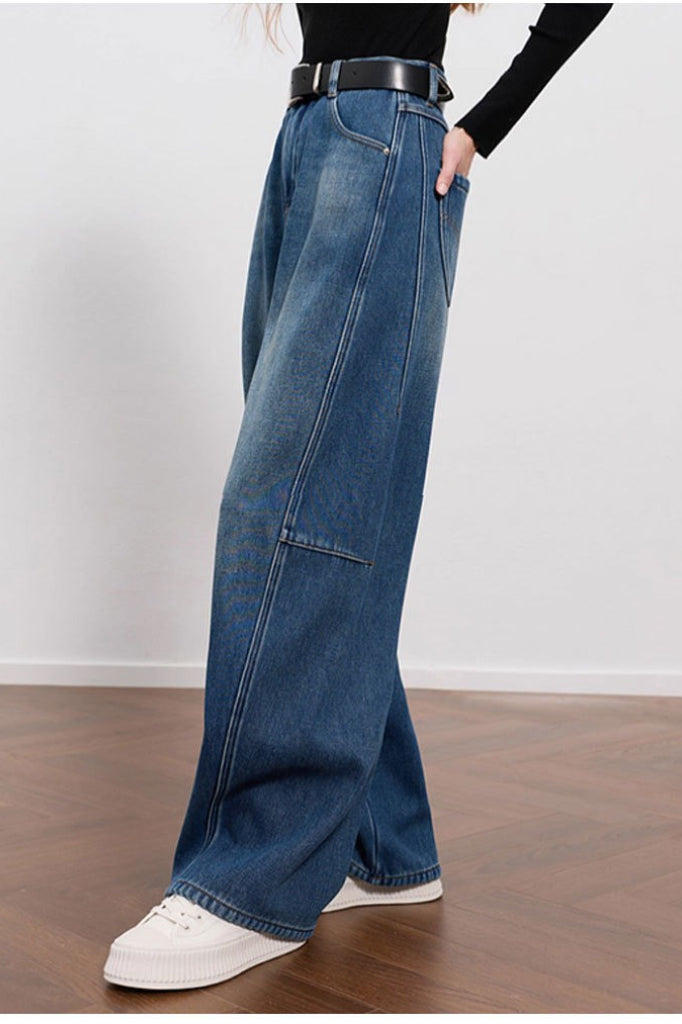 Vintage Fleece Lined Bootcut Wide Leg Loose Jeans Secondary image