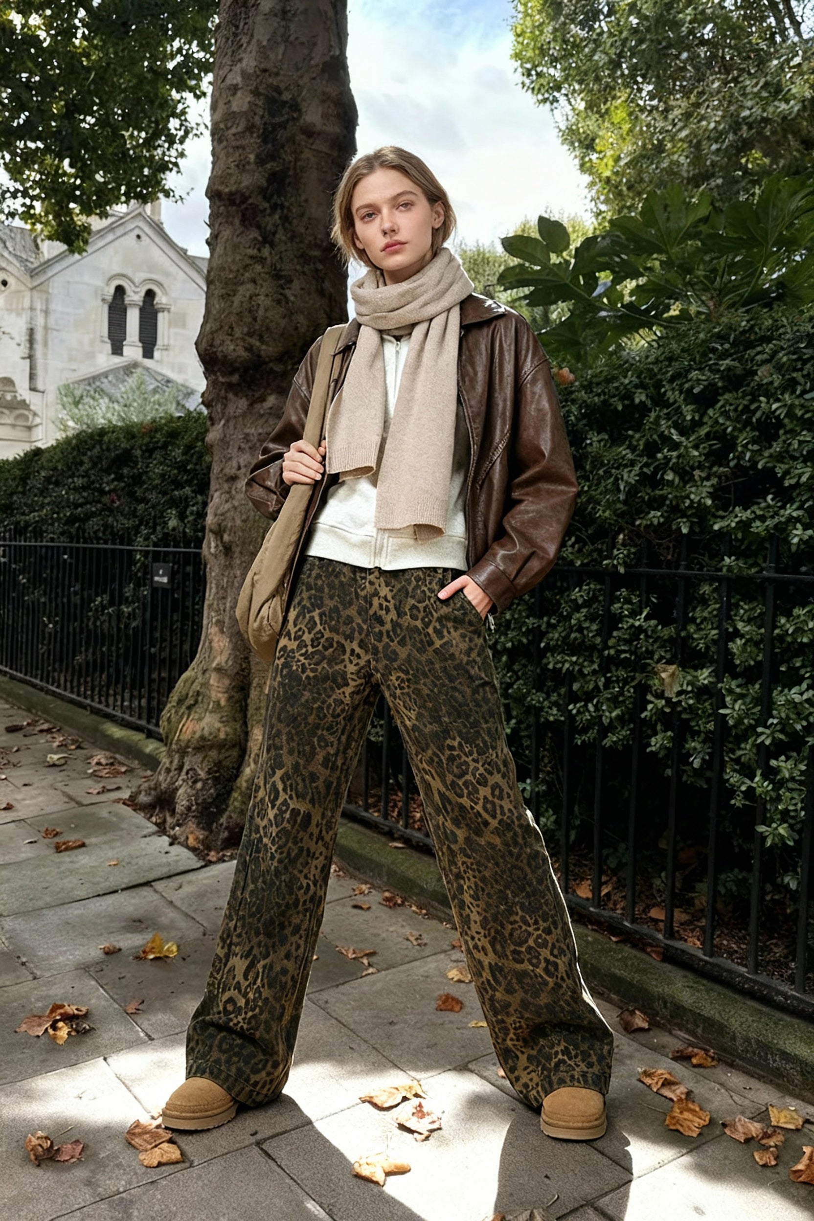 Wide Leg Leopard Print Women Y2K High Waisted Fashion Streetwear Retro Denim Baggy Casual Straight Jean Main image