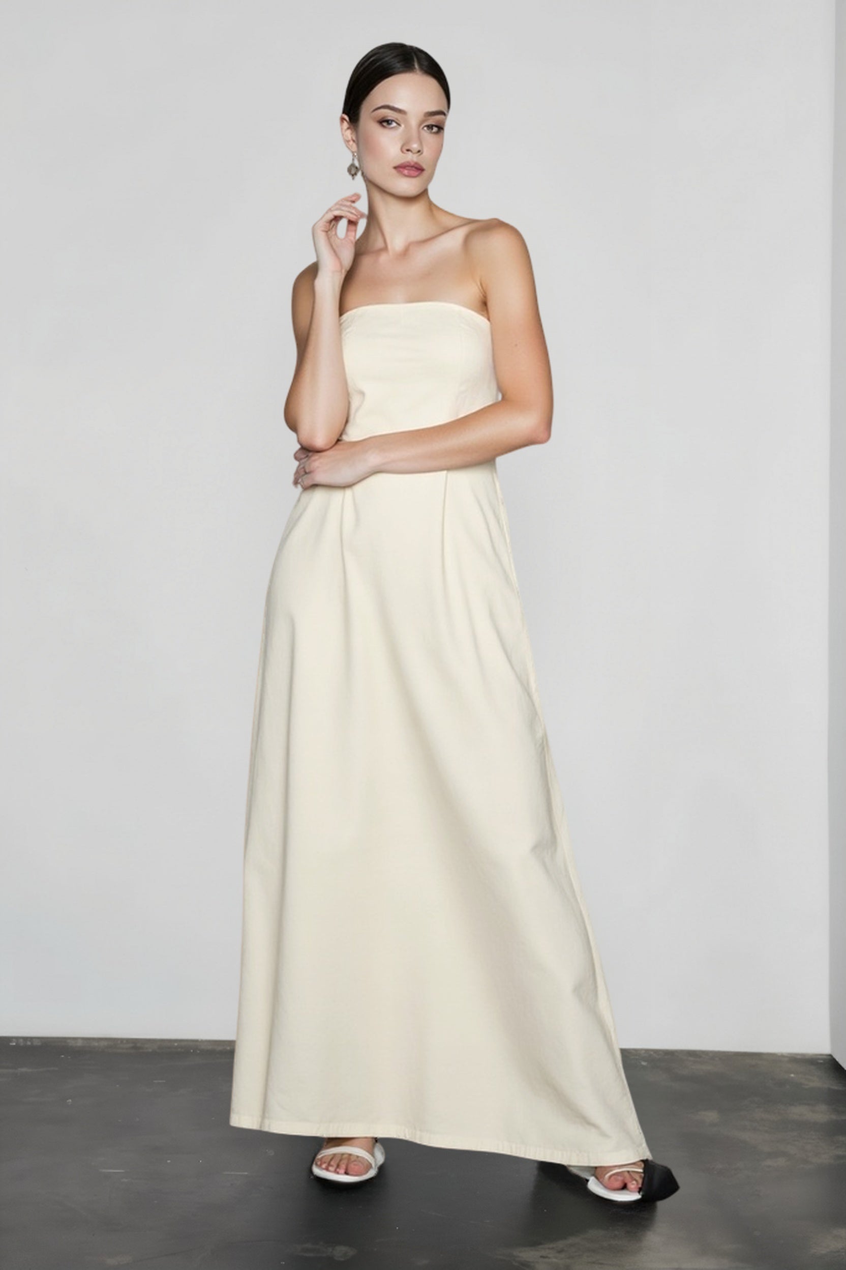 Linen Strapless High Waist Vacation Dress Main image