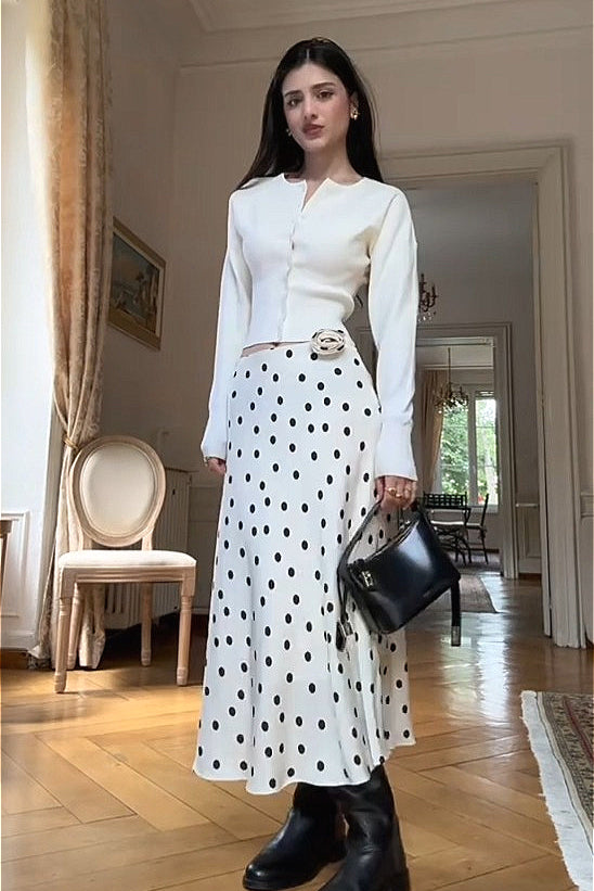 Long Sleeve Top Polka Dot Skirt Set Secondary image