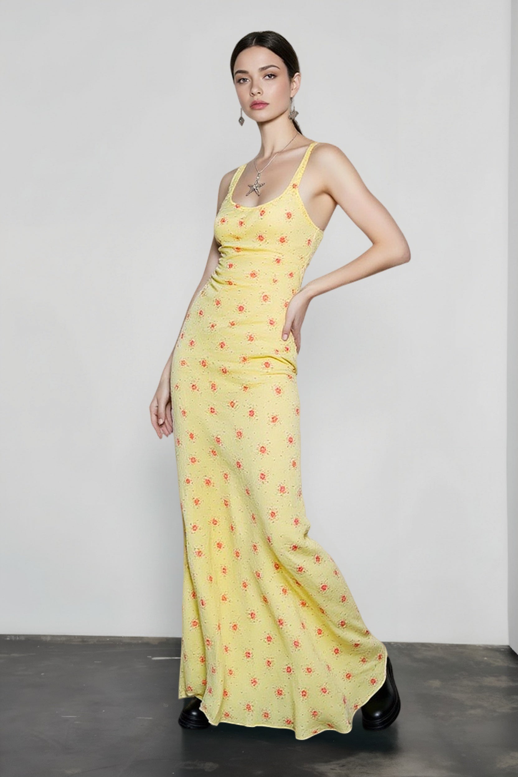Floral Print Cami Mermaid Hem Maxi Vacation Dress Secondary image