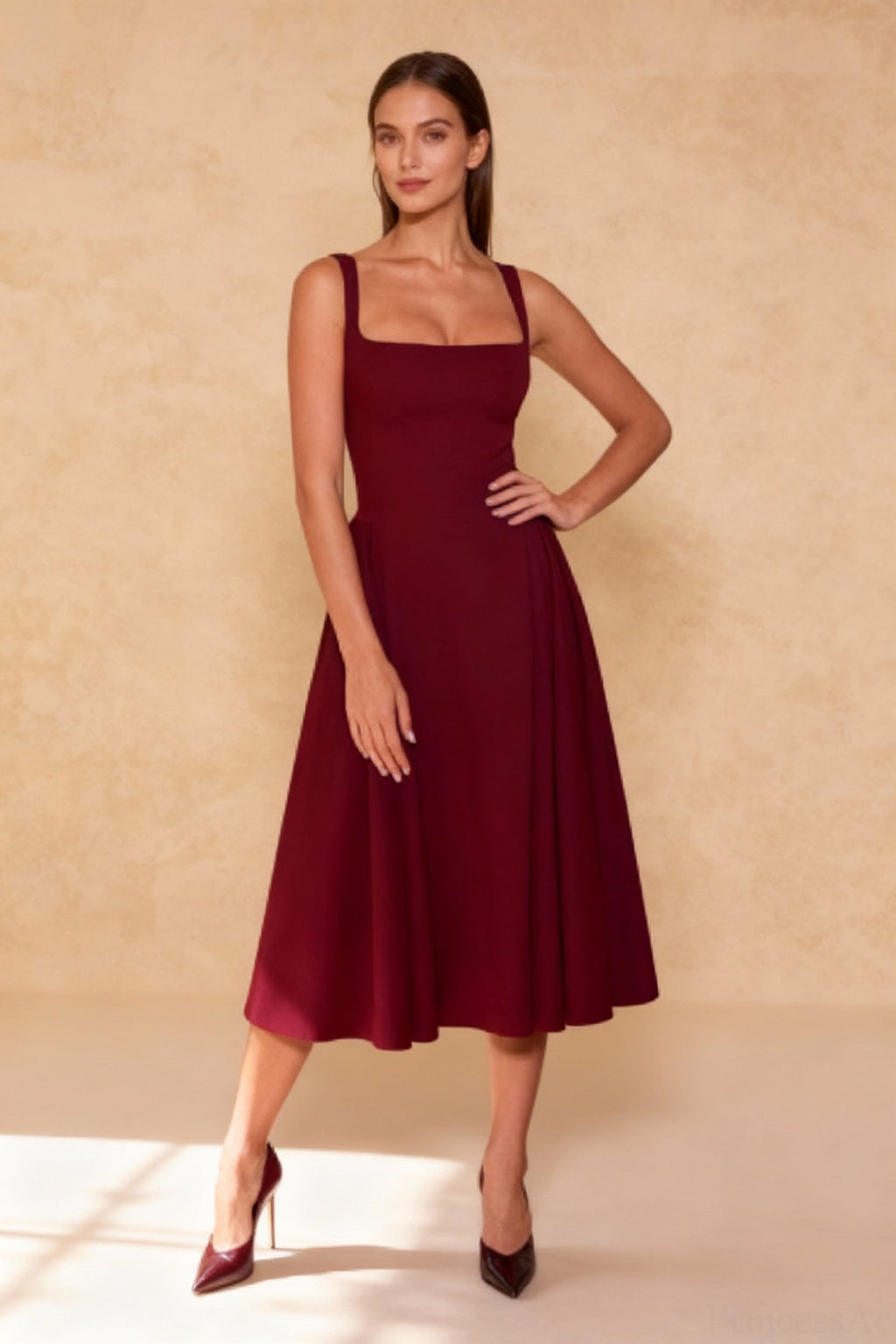 Backless Square Neck Fitted Party Dress