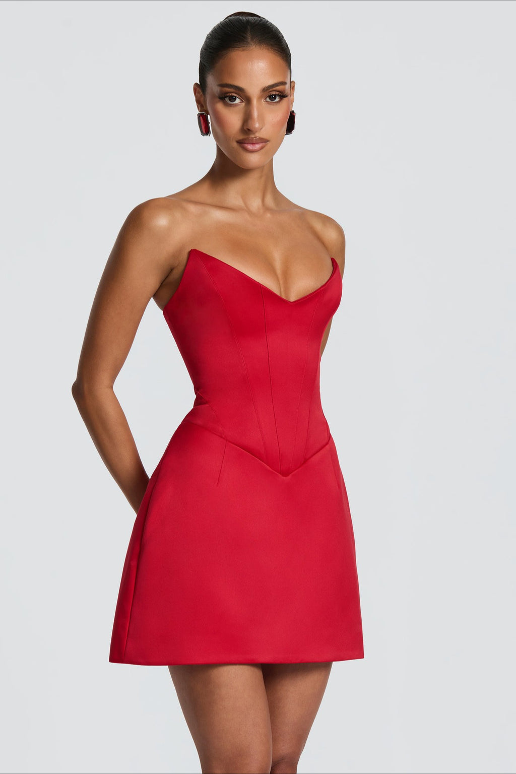 Lace Up Back Corset A Line Mini Dress