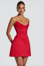 Lace Up Back Corset A Line Mini Dress