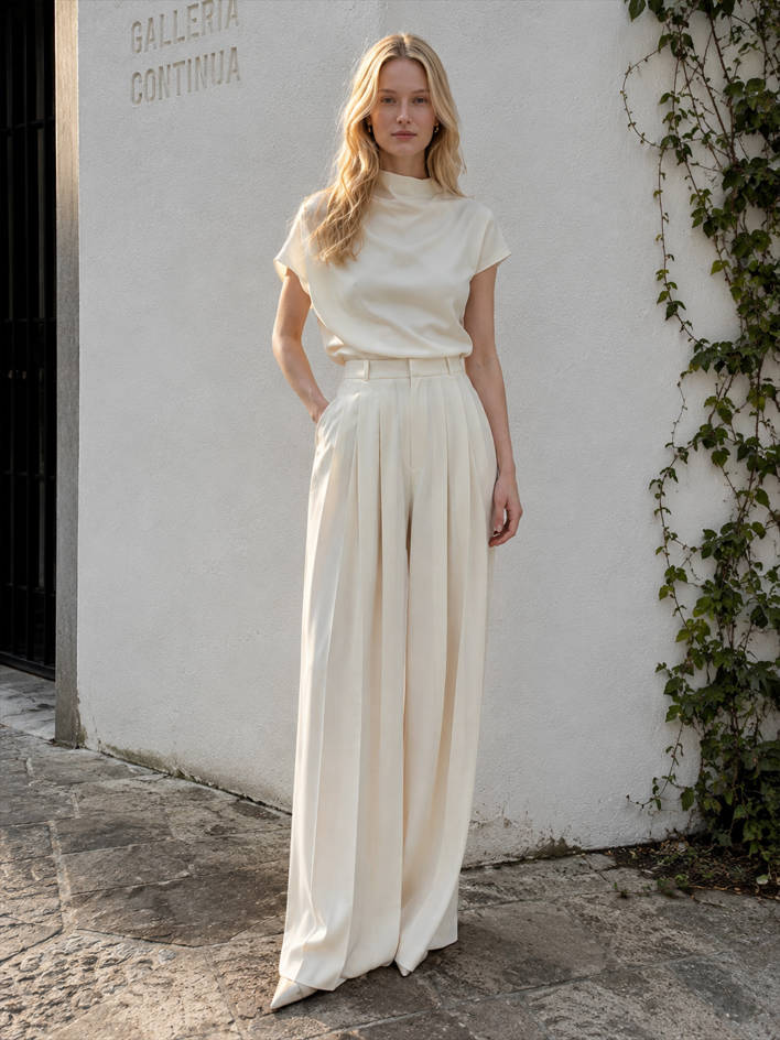 Pleated High Waist Wide Leg Pants Main image
