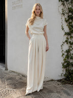 Pleated High Waist Wide Leg Pants